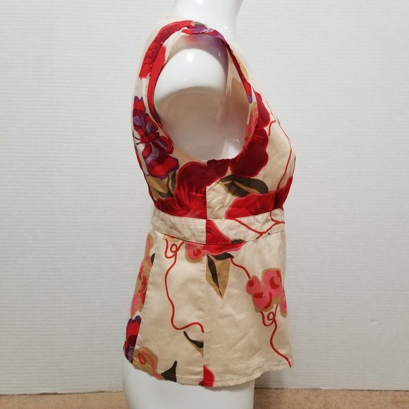 GAP top Small floral pattern wrap front tie side surplice v-neck Y2K VINTAGE - Picture 4 of 13